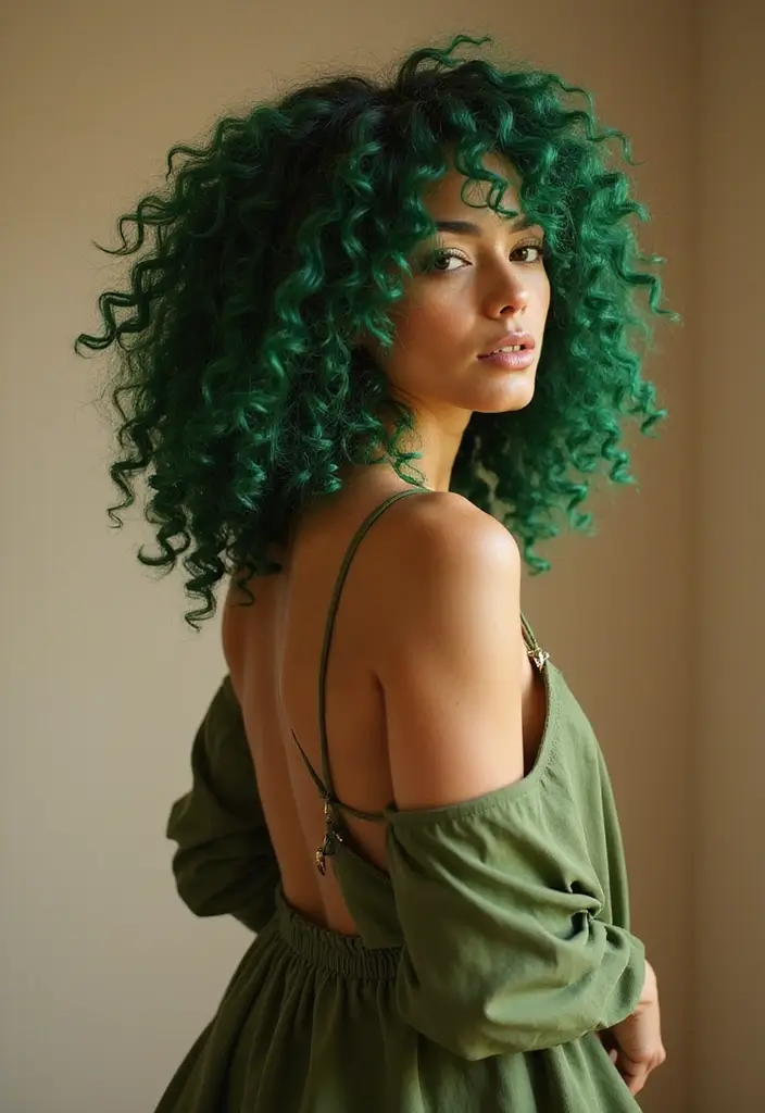 50 Trendy Two-Tone Hair Color Ideas for a Fresh Vibe 38 50 Trendy Two-Tone Hair Color Ideas for Curly Hair Types - 37. Dark Green and Emerald