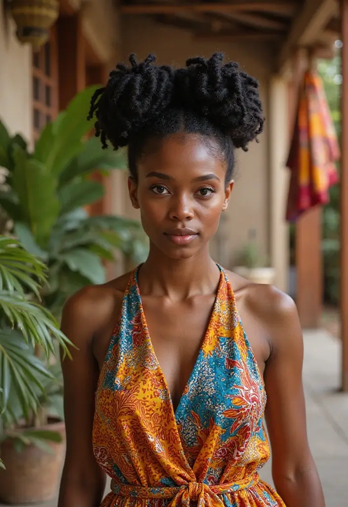 50 Two Buns Hairstyles for Black Natural Hair That Slay - 13. Bantu Knots Buns
