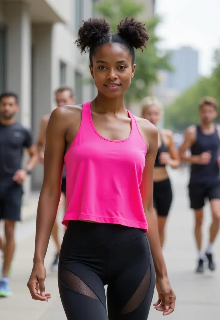 50 Two Buns Hairstyles for Black Natural Hair That Slay - 36. Sporty High Buns