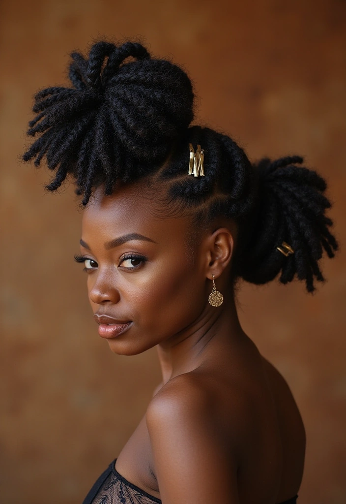 50 Two Buns Hairstyles for Black Natural Hair That Slay - 4. Twisted Two Buns