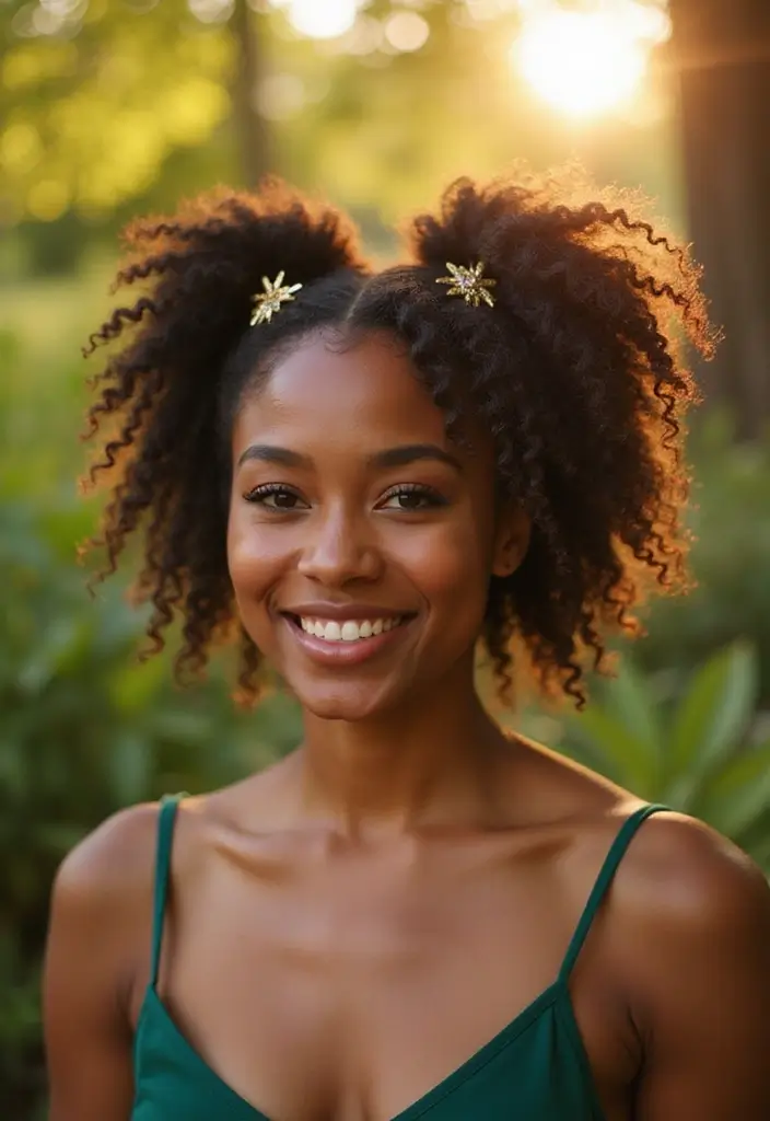 50 Two Buns Hairstyles for Black Natural Hair That Slay - 43. Textured Two Buns