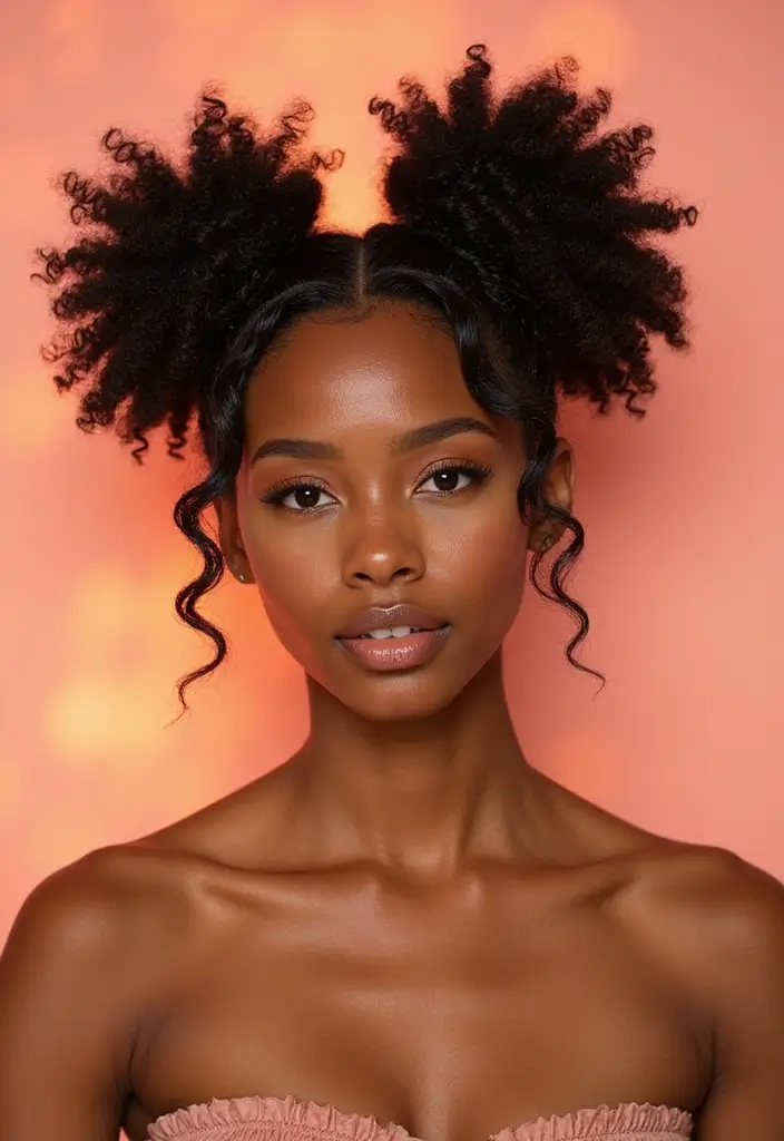 50 Two Buns Hairstyles for Black Natural Hair That Slay - 50. Two Buns with a Twist-out