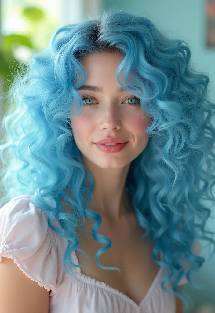 50 Vivid Hair Color Ideas That Turn Heads Instantly 35 50 Vivid Hair Color Ideas That Turn Heads Instantly - 35. Sky Blue Curls
